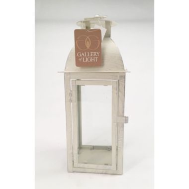 Zingz & Thingz 17" White Distressed Finish Candle Lantern with Handle. View a larger version of this product image.