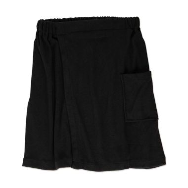 Contemporary Home Living 54" Black Men's Soft Microfiber Shower Wrap with Pocket. View a larger version of this product image.