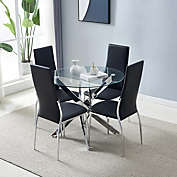 Ktaxon Dining Table & 4 Leather Chairs in Black