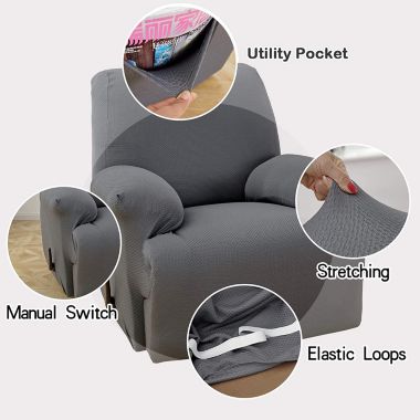 MarCielo 1 Piece Stretch Recliner Slipcover Chair Recliner Cover Grey. View a larger version of this product image.