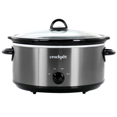 Classic 6 Quart Oval Slow Cooker in Black Stainless Steel With Stoneware Crock. View a larger version of this product image.