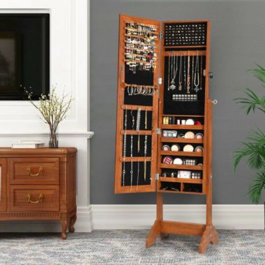 Hivago Lockable Jewelry Cabinet Armoire Standing Jewelry Holder Organizer. View a larger version of this product image.