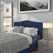Emma + Oliver Tufted Upholstered Queen Size Headboard in Navy Fabric