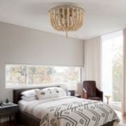 Stock Preferred 12.2" Rustic White Wood Bead Chandelier 2- Light