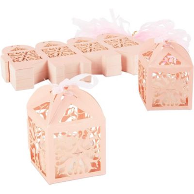 Embossed Gift Box 2.50"W x 2.25"H Package of 10 Wedding or Party Favor Box