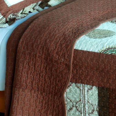 Blancho Bedding Modern Circles Cotton 3PC Vermicelli-Quilted Patchwork Quilt Set (Full/Queen Size). View a larger version of this product image.