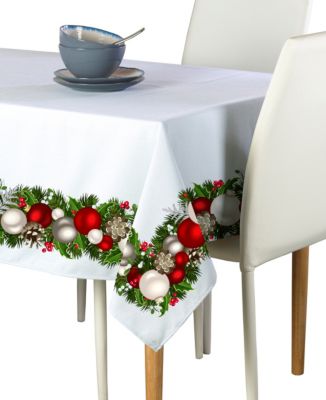 Fabric Textile Products, Inc. Rectangular Tablecloth, 100% Polyester, 60x104", Christmas Garland Border
