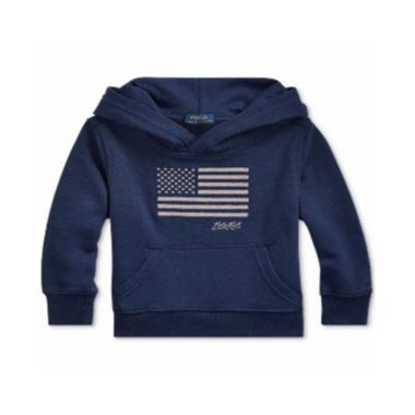 Ralph Lauren Little Boy's Embroidered Terry Cotton Hoodie Blue Size 6. View a larger version of this product image.