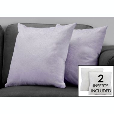 Monarch Specialties I 9325 Pillow - 18" X 18" / Light Purple Feathered Velvet / 2pcs. View a larger version of this product image.