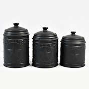 Contemporary Home Living Set of 3 Black Unique Black Star Sealed Storage Canisters, 11"