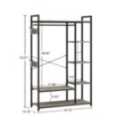 Alternate image 3 for Yeah Depot JHX Free-Standing Closet Organizer with Storage Box & Side Hook, Portable Garment Rack with 6 Shelves and Hanging Rod, Black Metal Frame&Rustic Board Finish, Hanging Closet Shelves(Light Ivory).