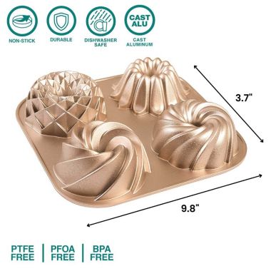 Baker's Secret Fluted Cake Pan, Mini Loves Edition, Double Non-Stick Layers, Die Cast Aluminum, Mini Fluted Cake Pan. View a larger version of this product image.