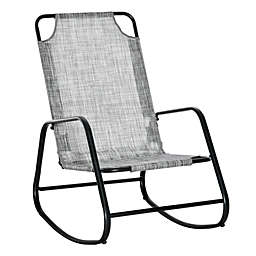 Outsunny Garden Rocking Chair, Outdoor Indoor Sling Fabric Rocker for Patio, Balcony, Porch, Grey