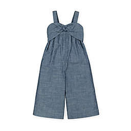 Hope & Henry Girls' Bow Front Wide Leg Jumpsuit (Blue Chambray, 3)