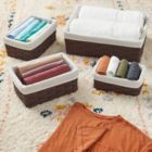Alternate image 3 for Juvale 5 Piece Brown Wicker Baskets with Cloth Lining for Storage, Lined Bins for Organizing Closet Shelves (3 Sizes)