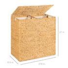 Alternate image 3 for Slickblue Natural 2-Bin Handwoven Hyacinth Linen Liner Laundry Hamper with Handles