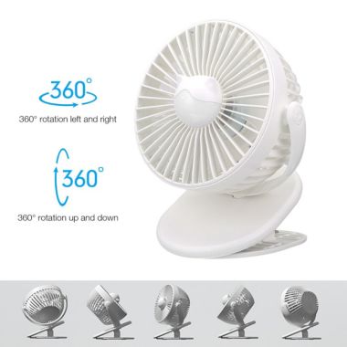 Stock Preferred 360 Degree Rotation Portable Clip Fan in White. View a larger version of this product image.