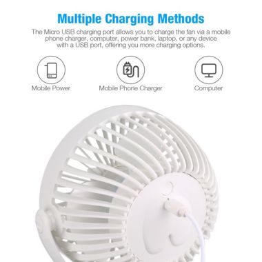 Stock Preferred 360 Degree Rotation Portable Clip Fan in White. View a larger version of this product image.