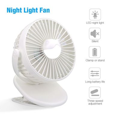Stock Preferred 360 Degree Rotation Portable Clip Fan in White. View a larger version of this product image.