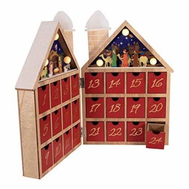 Kurt Adler 11.81-Inch Battery-Operated Wooden LED Nativity Advent Calendar. View a larger version of this product image.