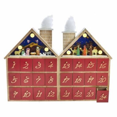 Kurt Adler 11.81-Inch Battery-Operated Wooden LED Nativity Advent Calendar. View a larger version of this product image.
