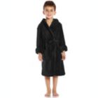 Alternate image 2 for Leveret Kids Fleece Hooded Robe Neutral Solid Color