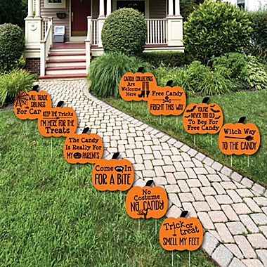 Big Dot of Happiness Funny Trick or Treat? - Pumpkin Lawn Decoration Signs  - Outdoor Halloween Yard Decorations - 10 Piece | Bed Bath & Beyond