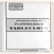 Carnation Home Fashions 70 Round, Vinyl Tablecloth with Polyester Flannel Backing - White 70x70"