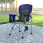 Alternate image 0 for Emma and Oliver Portable Blue and Gray Heavy Duty High Back Folding Camping Chair with Padded Arms, Cup Holder and Extra Wide Carry Bag