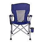 Alternate image 3 for Emma and Oliver Portable Blue and Gray Heavy Duty High Back Folding Camping Chair with Padded Arms, Cup Holder and Extra Wide Carry Bag