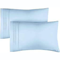 CGK Unlimited Pillowcase Set of 2 Soft Double Brushed Microfiber - King - Light Blue
