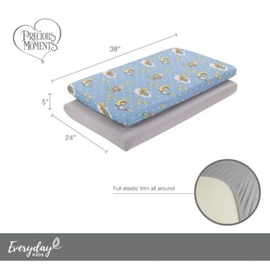 Everyday Kids 2 Pack n Play and Portable Crib Mattress Sheets - Precious Moments Boys - 100% Cotton. View a larger version of this product image.