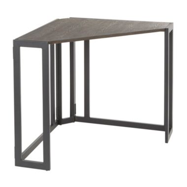Lumisource Indoor Home / Office Furniture Roman Industrial Corner Desk In Black Metal And Espresso Bamboo. View a larger version of this product image.