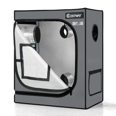 Slickblue 30 × 18 × 36 Inch Mylar Hydroponic Grow Tent with Observation Window and Floor Tray - Grey. View a larger version of this product image.