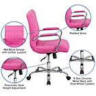 Alternate image 2 for Emma + Oliver Mid-Back Pink Vinyl Executive Swivel Office Chair with Chrome Base and Arms