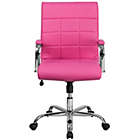 Alternate image 3 for Emma + Oliver Mid-Back Pink Vinyl Executive Swivel Office Chair with Chrome Base and Arms