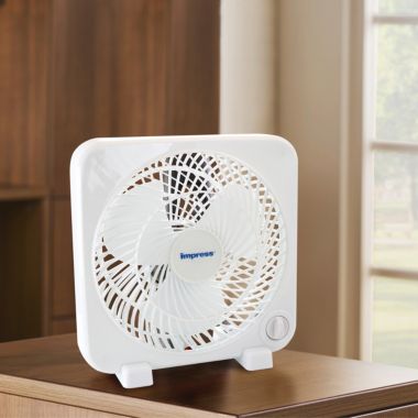 Impress 9 Inch Box Fan- White. View a larger version of this product image.