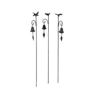 Things2Die4 Set of 3 Metal Humming Bird Butterfly Garden Stake Bell Outdoor Decor Yard Art. View a larger version of this product image.