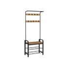 Alternate image 0 for VASAGLE Coat Rack, Shoe Bench, Hall Tree with Storage Shelf for Entryway, Industrial Accent Furniture with Steel Frame, 3-in-1 Design, Easy Assembly, Honey Brown and Black