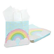 Blue Panda Rainbow Gift Bags with Handles and White Tissue Paper (15 Pack)