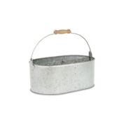 Cheungs Home Decorative Metal Gray Utensil Holder with 3 Slots and Wood Grip Handle