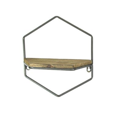 Things2Die4 Wood Metal Geometric Decorative Wall Hanging Floating Shelves Home Decor Set of 2. View a larger version of this product image.