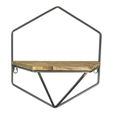Things2Die4 Wood Metal Geometric Decorative Wall Hanging Floating Shelves Home Decor Set of 2. View a larger version of this product image.