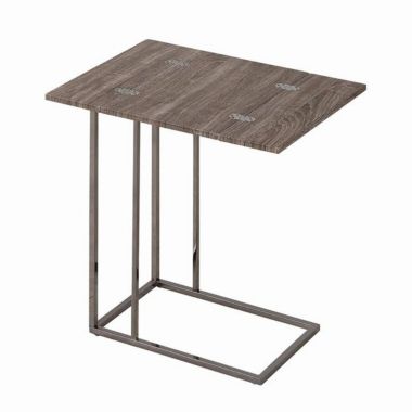 Slickblue Stylish Wooden Snack Table With Metal Base, Gray. View a larger version of this product image.