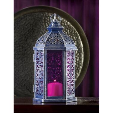 Zingz & Thingz 10.5" Silver and Purple Enchanted Candle Lantern. View a larger version of this product image.
