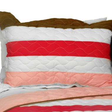 Blancho Bedding Touch of Love 3PC Vermicelli-Quilted Patchwork Quilt Set (Full/Queen Size). View a larger version of this product image.