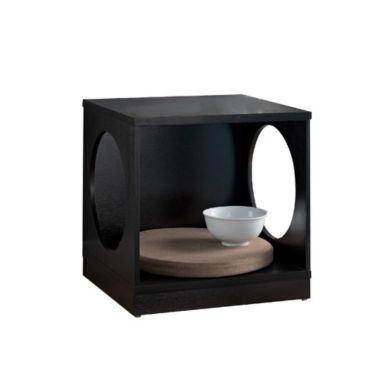 Slickblue Wooden Pet End Table with Flat Base and Cutout Design on Sides, Black. View a larger version of this product image.