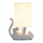 Alternate image 1 for Elegant Designs 12.6" Contemporary Glam Bejeweled Rhinestone Look Animal Playful Kitty Cat Kids Desk Nightstand Table Lamp With Faux Silk Fabric Shade, Silver