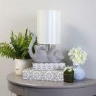 Alternate image 3 for Elegant Designs 12.6" Contemporary Glam Bejeweled Rhinestone Look Animal Playful Kitty Cat Kids Desk Nightstand Table Lamp With Faux Silk Fabric Shade, Silver