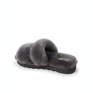 Fireside By Dearfoams Women's Benalla Shearling Double Band Slide. View a larger version of this product image.